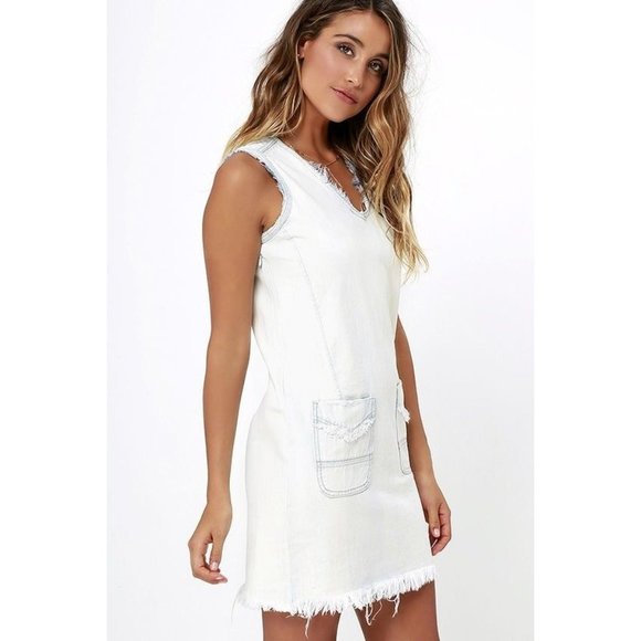 Blank NYC Women's Sz. XS Light Denim Sleeveless Raw Hem Jumper Dress - Picture 1 of 8